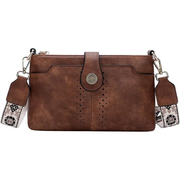 Crossbody Bag Vegan Leather Small Shoulder Handbag Multiple Straps